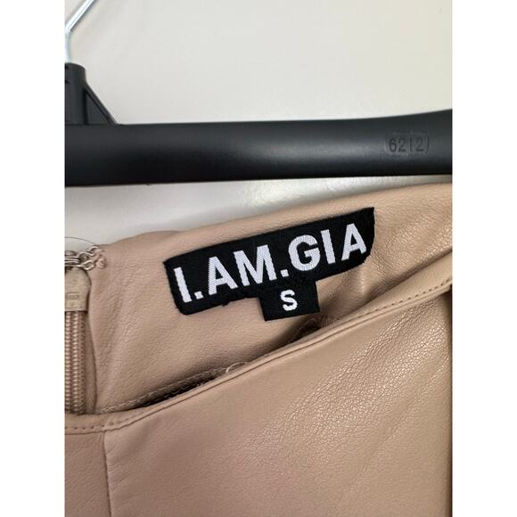 IAMGIA Zoe Faux Leather V Front Pant Tan Beige Small - Picture 6 of 6